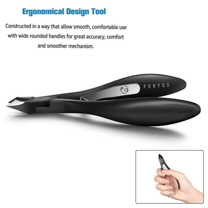 FERYES Cuticle Cutters 1/2 Jaw - Professional Stainless Steel Cuticle Clippers Nail Cuticle Remover Tool, Nail Dead Skin Clipper - BLACK - Image 5